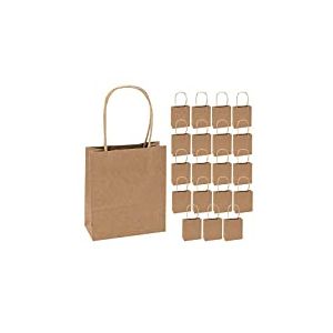 Idena 60057 - Sacs en papier, 20 pièces, 18 x 8 x 21 cm, sacs cadeaux, sachets en papier kraft, sacs de bricolage pour décorer et offrir, Marron
