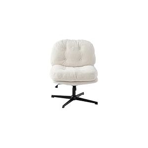 MEUBLE COSY Chaise de Bureau Ergonomique Fonction d'inclinaison Siège Pivotant Hauteur Réglable en Bouclette sans roulettes Capacité 120 kg Blanc