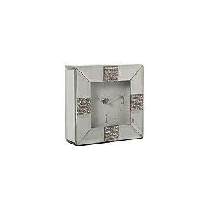 DRW Horloge de Bureau carr&eacute;e en Miroir 14 x 14 x 4,5 cm