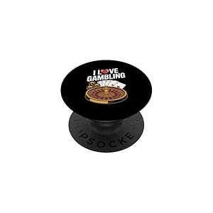 J'adore jouer à la roulette, au poker, au casino PopSockets PopGrip Adhésif