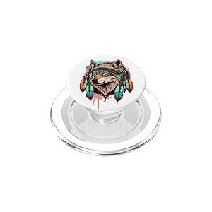 Loup Aquarelle Motif sud-Ouest Loups Tribaux PopSockets PopGrip pour MagSafe