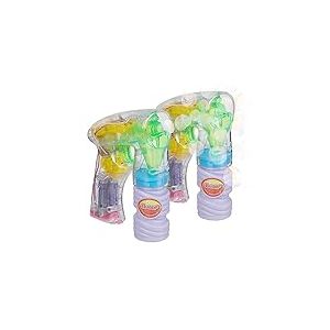 Relaxdays Pistolet &agrave; Bulles de Savon LED, Lot de 2, Jouet pour Enfants, &eacute;lectrique, Savon, Multicolore