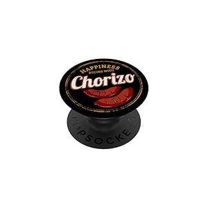 Chorizo R&eacute;tro Saucisse BBQ Vintage Souvenir Barbecue Gourmet PopSockets PopGrip Adh&eacute;sif