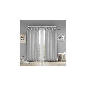 Madison Park Rosette Floral Orn&eacute;e de Languettes de Manchette Unique, Rideau de Fen&ecirc;tre pour Chambre &agrave; Coucher Salon et Dortoir 127 x 160 cm, Gris