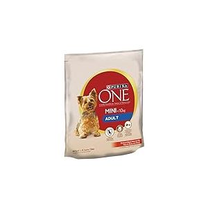 Purina ONE Mini <10 kg Nourriture pour petits chiens adultes avec bœuf et riz, 8 sachets de 800 g