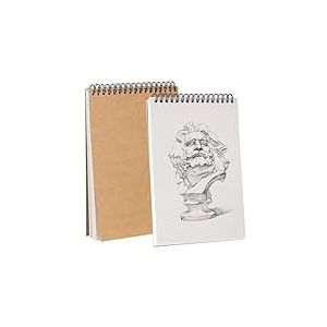 Carnet de Croquis A5 Carnet de Dessin 120GSM Reliure Spirale Papier Dessin Cahier de Dessin Carnet Dessin Vierge avec Couverture Rigide de Croquis Papier 60 Pages pour Enfant et Adultes D'artiste 2PCS