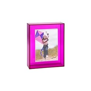 HappyDino Cadre photo flottant en acrylique pour mur et table - 12,7 x 17,8 cm - Couleur vive d&eacute;corative - Violet