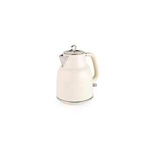 Salter Bouilloire Rétro 1,7 L Sans Fil, Ébullition Rapide 3KW, Base Rotative à 360°, Avec Filtre Anti-Calcaire Amovible, Jauge de Niveau d'Eau, Indicateur Lumineux Bleu, Crème