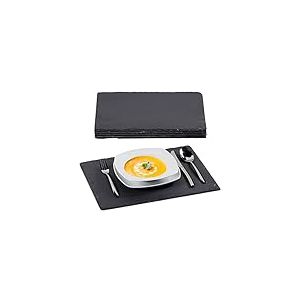 Relaxdays 10026311 Assiettes Lot de 6 Planches 30x40 cm Plateau de Fromage Ardoise