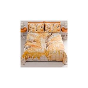 PETTI Artigiani Italiani - Couvre-lit d'&eacute;t&eacute; 170x260 cm 100 g/m&sup2; Double Face, Couette l&eacute;g&egrave;re pour lit Simple, Printemps, Mod&egrave;le Palmier Jaune, 100% Fabriqu&eacute; en Italie