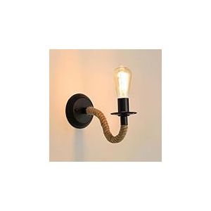 Comely Applique Murale Vintage, E27 Lampe Murale Corde de Chanvre, R&eacute;tro Applique Murale Interieur pour Couloir Loft Chambre Caf&eacute; Bar (sans Ampoule)