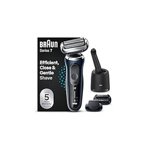 Braun Series 7 71-B7850cc Rasoir &Eacute;lectrique Homme, Accessoires Tondeuse &Agrave; Barbe De 3 Jours EasyClick, Centre SmartCare, 360&deg; Flex, Technologie Wet & Dry, Rechargeable, Grille Sans Fil, Bleu