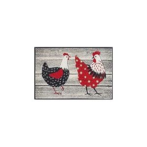 Wash+Dry Tapis de Sol, Chicken Farm 50x75cm, intérieur et extérieur, Lavable