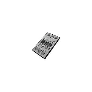 Pradel Excellence - Laguiole - Boîte de 6 Cuillères à Café - Acier Inoxydable - Mitre INOX - Manche Gris Marbré - Présentation en Boîte Vitrine - Dimensions 26 x 16 x 2,5 cm