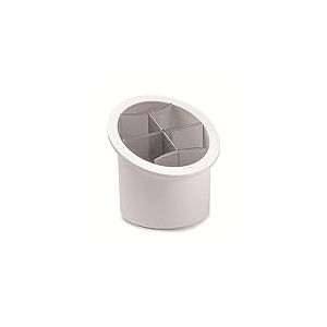 Snips, Égouttoir à Couverts avec séparateurs, Pot Ustensiles Cuisine, Organisateur d'évier de Cuisine Blanc et Gris, 17 x 16 x 16,5 cm, Made in Italy