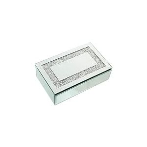 DRW Bo&icirc;te &agrave; bijoux en verre miroir avec int&eacute;rieur en velours noir 21 x 13 x 6,5 cm