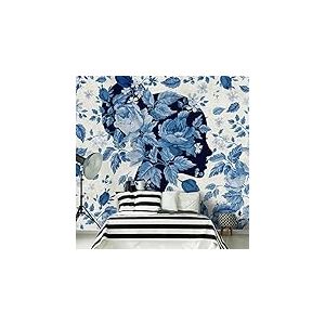 Wall81 Floral Portrait Papier Peint, Cellulose et Fibres Textiles écologiques, Bleu Clair, Taille XL-cm 513 x 300 H