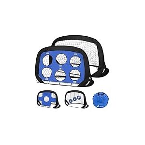VOUNOT&reg; Lot de 2 Buts de Football Pop Up Enfant 120 x 80 x 80cm 4 en 1 Filet de Foot Exterieur avec Cibles Interchangeables Cage Pliable Portable Entrainement pour Jardin Parc et Pelouse