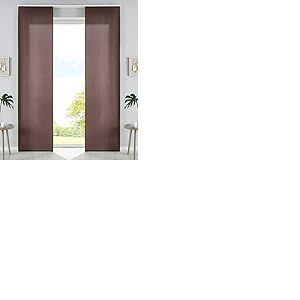 Gardinenbox 85600N2 - Lot de 2 Rideaux coulissants en Microfibre - avec Chariot de Panneau et Barre de lestage - Marron Mat - 245 x 60 cm (H x l)