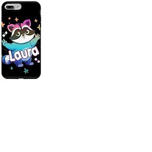 LAURA - Joli prénom de fille avec un cool raton laveur Coque pour iPhone 7 Plus/8 Plus