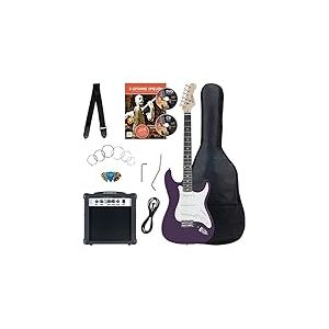 Rocktile Banger's Pack Guitare electrique - Ensemble de Guitare électrique Violette - Kit avec Ampli de 25 W, Housse, Sangle, Câble, Cordes et Médiators - Purple Highgloss