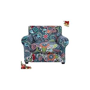 hyha Ensemble de 2 Housses pour Fauteuil (Housse s&eacute;par&eacute;e pour Le Coussin), en Tissu Extensible et Lavable, prot&egrave;ge Votre Meuble des Chiens, Motif Floral Cachemire