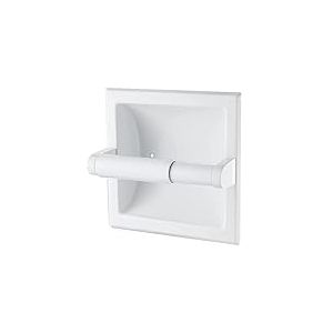 Porte-Papier Toilette encastr&eacute; Mural en Acier Inoxydable, Blanc