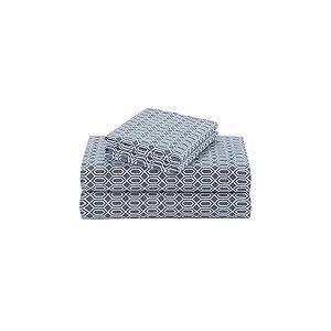 Comfort Spaces Parure de lit 3 pièces 100% Coton Doux Respirant et naturellement Frais avec Poche élastique de 35,6 cm pour Matelas jusqu'à 40,6 cm, pour Toutes Les Saisons, Bleu Diamant