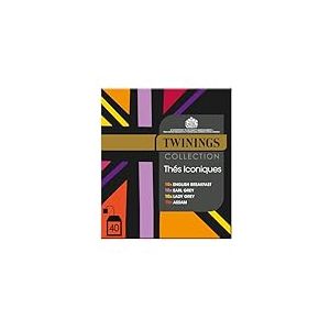 Twinings - Coffret Collection Sp&eacute;ciale Th&eacute;s - 40 Sachets D&eacute;gustation des Th&eacute;s Noirs : English Breakfast, Earl Grey, Lady Grey et 10 Assam - Intense et D&eacute;licat
