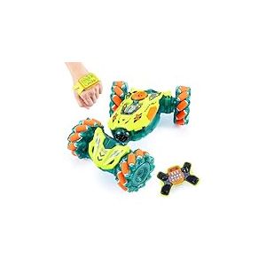 A ALPHA RC Voiture Télécommandée, 4WD 360°Rotation RC Véhicule Stunt Car avec LED, 2.4GHz Voiture télécommandée Tout Terrain pour Garçon Fille 3 4 5 6 7 8 9 10+ Ans, Vert