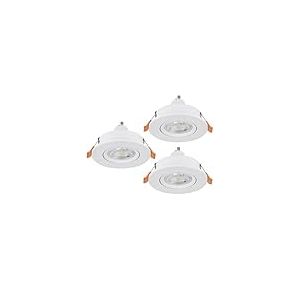 Eglo jeu de 3 spots encastr&eacute;s Barranco, lampes &agrave; encastrer orientables, luminaires encastrables ronds, &eacute;clairage de plafond en plastique blanc, blanc chaud, ampoules GU10 incluses