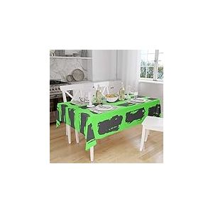 Bonamaison, Anti-moisissure, Séchage Rapide, Résistant aux Taches, Lavable en Machine, 100% Polyester Nappe de Table, Fumée Verte néon, 140 x 160 Cm - Conçu et Fabriqué en Turquie