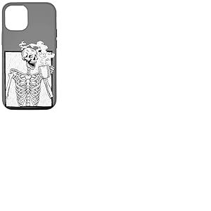 Coque pour iPhone 15 Pro Squelette à café Halloween tête de mort