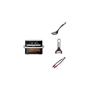 LOT Moulinex air fryer Flex 2 zones 9L, séparateur amovible EZ9228F0, noir + 3 ustensiles Tefal - Epluche légumes K2071814 + pince à aliments K2060714 + spatule K20608