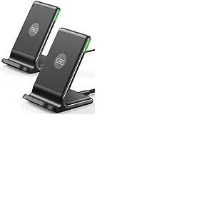 INIU Chargeur sans Fil, [2 Pack] 15W Qi Certifié Chargeur Induction Double Bobine lumière adaptative Facile à Dormir Wireless Charger Stand pour iPhone 15 14 13 12 11 Pro Max Samsung Google etc