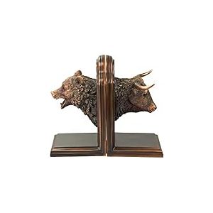 Desktopstatue Serre-Livres en résine plaqué Bronze avec tête d'ours et de Taureau 22,9 x 20,3 cm