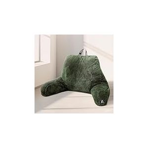 Nestl Coussin de Lecture en Fourrure, Coussin de Dos élégant pour lit Assis, Coussin de Chaise de lit en Fausse Fourrure avec Bras, Coussin de Lecture pour s'asseoir dans Le lit pour Adultes et