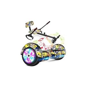 Hoverboard avec fixation de si&egrave;ge combo 6,5 pouces auto-&eacute;quilibrage avec haut-parleur Bluetooth et lumi&egrave;res LED pour enfants filles gar&ccedil;ons (y compris kart)