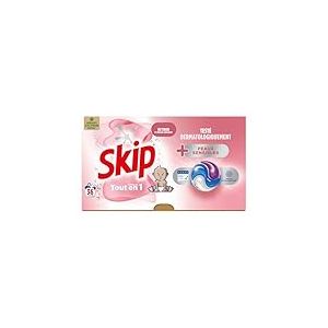 SKIP - Lessive Capsules - Tout en 1 - Peaux Sensibles - Propreté Impeccable et un Linge éclatant- Testées Dermatologiquement - Lot de 3x36 lavages