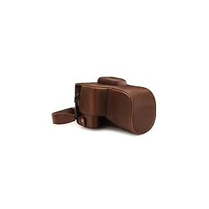 MegaGear MG1608 pour Canon EOS 2000D (18-55mm) Ever Ready - Étui de Protection en Cuir avec Bandoulière - Marron Foncé