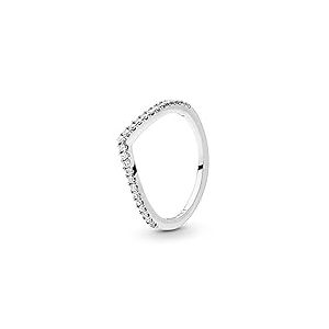 Pandora Bague chevron Vœu Scintillant en argent sterling avec zircones cubiques transparentes, taille 48