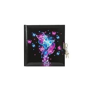 goldbuch 44577 Journal intime, motif papillon, 96 pages blanches, avec cadenas, noir, rose et bleu