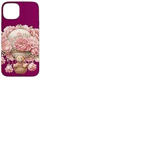 Montgolfière flottante pour bébé ours rose pivoine fleur Coque pour iPhone 15 Plus