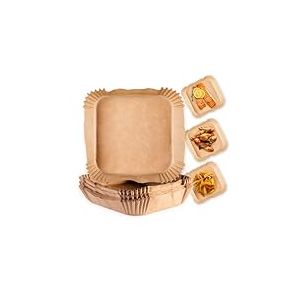 GOURMETmaxx Lot de 50 feuilles de papier sulfurisé pour friteuse à air chaud de 5 à 8 litres - Revêtement antiadhésif et résistant à l'huile - Forme flexible - 23 x 23 x 4,5 cm
