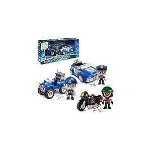 Pinypon Action - Pack V&eacute;hicules avec Quad, Voiture et Moto, et 3 Figurines diff&eacute;rentes | 2 poup&eacute;es polici&egrave;res et Un Voleur, Jouet Exclusif, pour gar&ccedil;ons et Filles &agrave; partir de 3 Ans