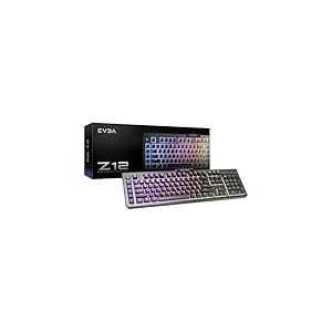 EVGA Z12 RGB Gaming Keyboard, RGB Backlit LED, 5 Programmable Macro Keys, Dedicated Media Keys, Water Resistant, US Layout 834-W0-12US-KR Light Grey