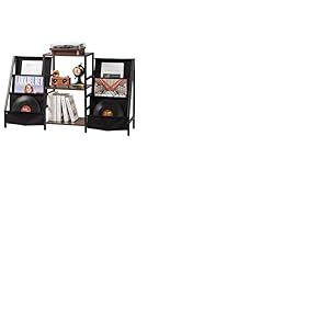 VEVOR Meuble Platine Vinyles &agrave; 3 Niveaux, Support de Tourne-disque en M&eacute;tal, Armoire &agrave; Disques Vinyles avec Grande Capacit&eacute; jusqu'&agrave; 280 Albums, Rangement pour Salon, Chambre &agrave; Coucher, Noir