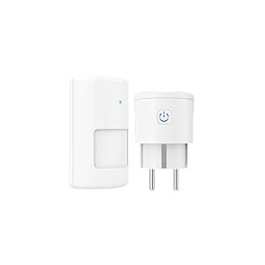 Détecteur de Mouvement Prise, Détecteur de Passage sans Fil Prise avec capteur de Mouvement PIR Fonctionne sur Piles Interrupteur sans Fil pour système d'alarme Surveillance