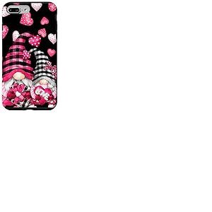 Pink Buffalo Plaid Valentines GNOME Cute Love Heart Coque pour iPhone 7 Plus/8 Plus