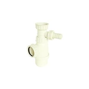 SOMATHERM P119 for YOU-P119-Siphon évier Plastique Blanc-1 Prise latérale pour Machine à Laver-Hauteur réglable-arrivée 40/49-sortie écrou 40/49 avec Joint américain pour Tube Ø40, Gris